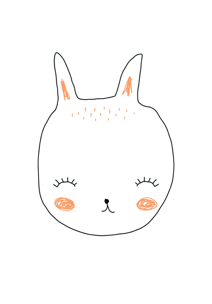 Boceto Animal Minimalista con Detalles en Naranja