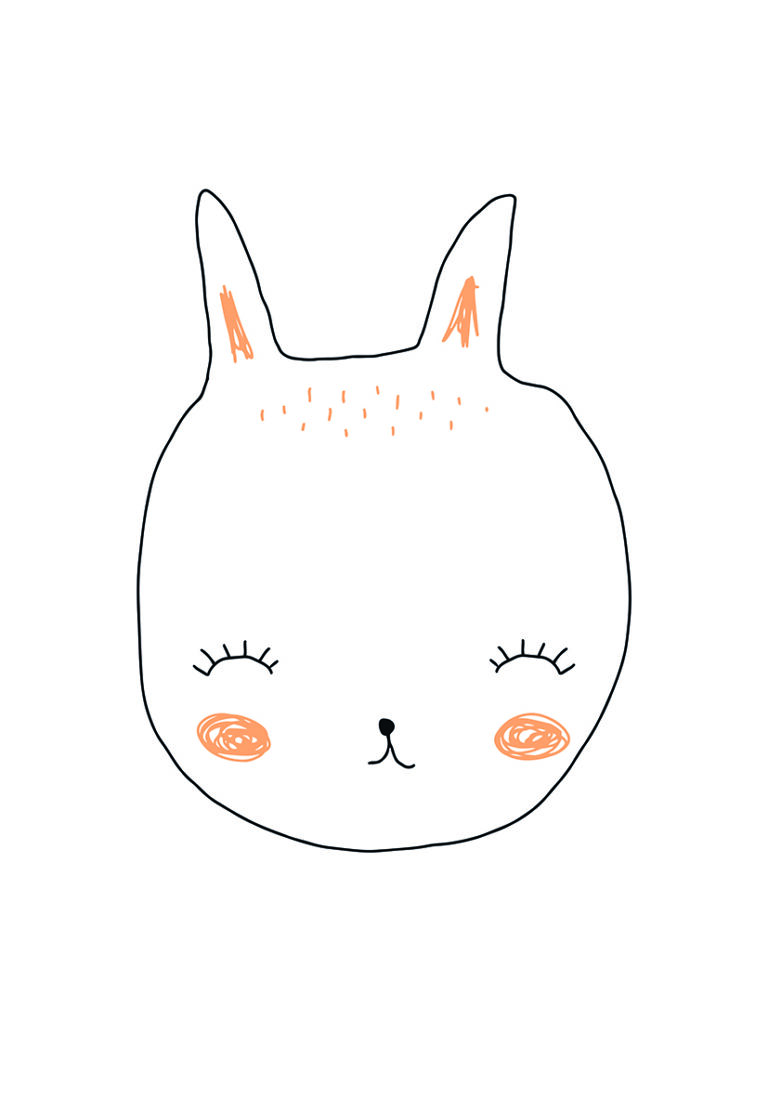 Boceto Animal Minimalista con Detalles en Naranja