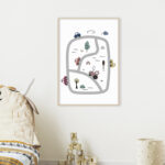 Ilustración Divertida de Coche con Arcoíris