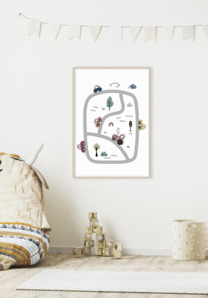 Ilustración Divertida de Coche con Arcoíris