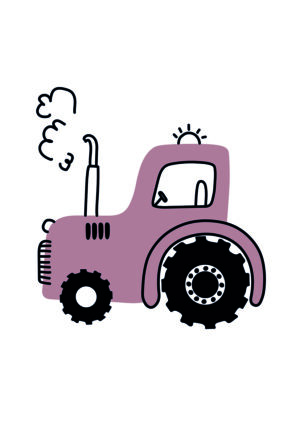 Ilustración Infantil de Tractor Rosa