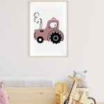 Ilustración Infantil de Tractor Rosa
