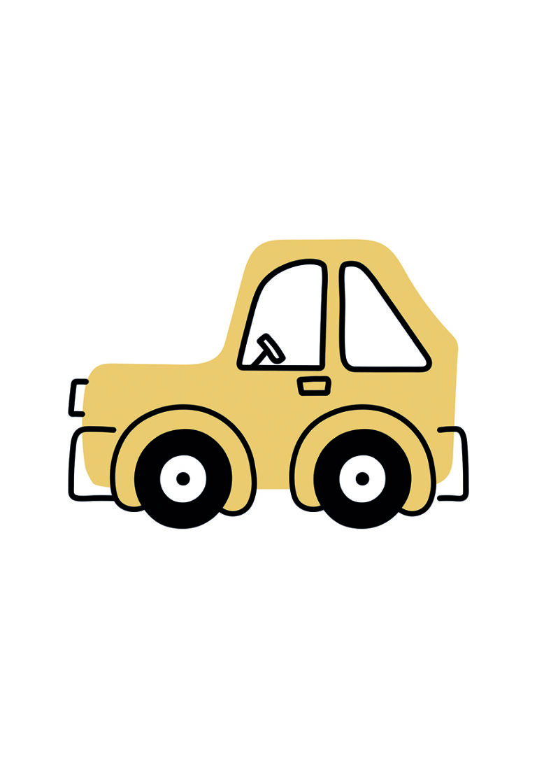 Ilustración Minimalista de Coche Amarillo