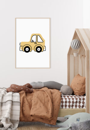 Ilustración Minimalista de Coche Amarillo