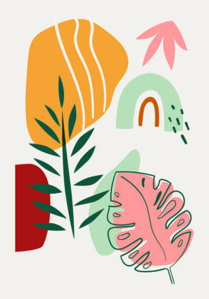 Diseño Botánico Abstracto en Tonos Pastel