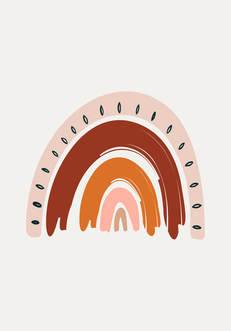 Ilustración Boho Minimalista de Arcoíris