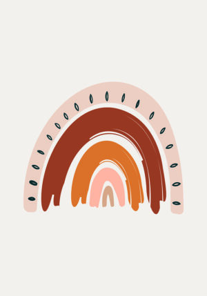 Ilustración Boho Minimalista de Arcoíris