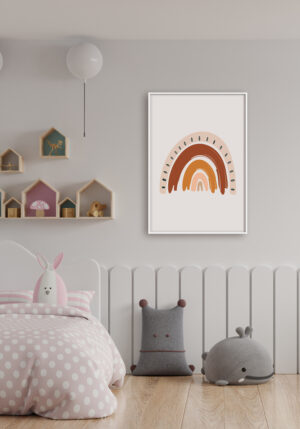 Ilustración Boho Minimalista de Arcoíris