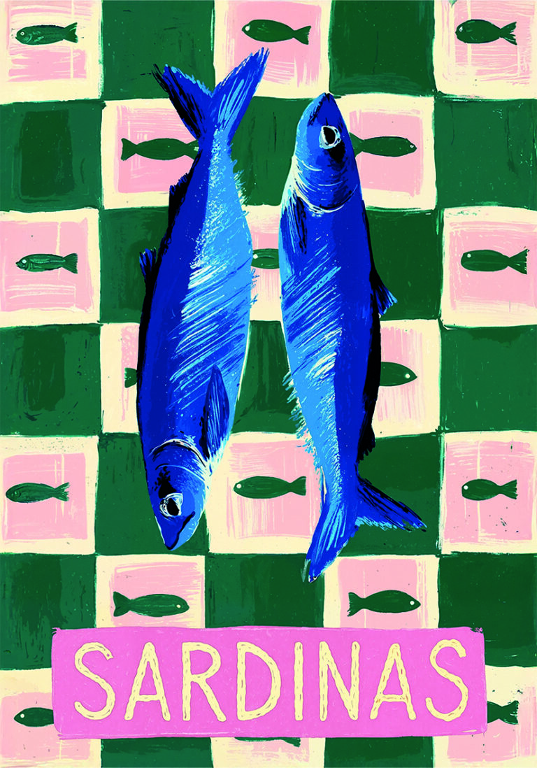 Ilustración colorida de sardina