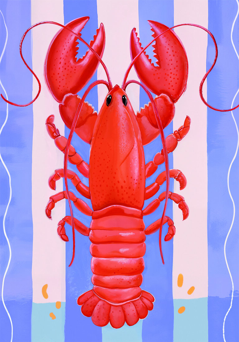 Ilustración gráfica de langosta roja