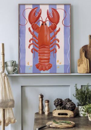 Ilustración gráfica de langosta roja