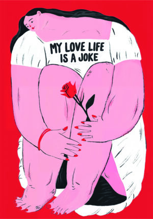 Mujer ilustrada con una rosa