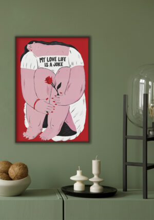 Mujer ilustrada con una rosa