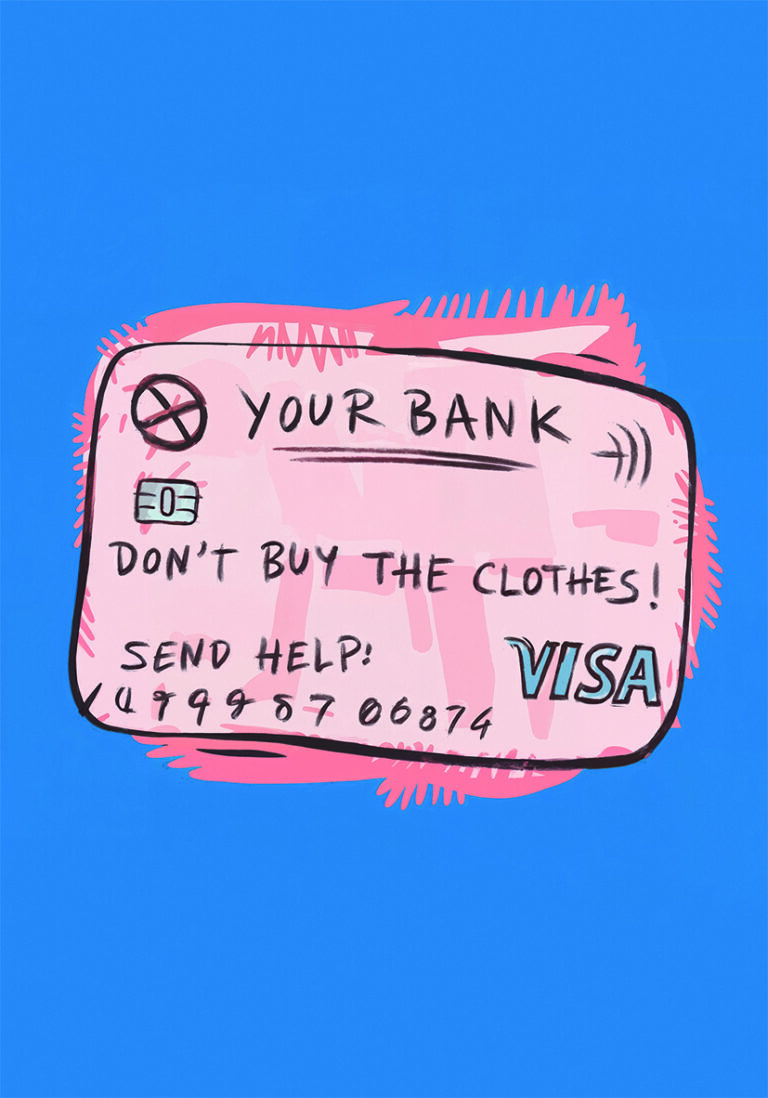 Ilustración humorística de tarjeta de crédito