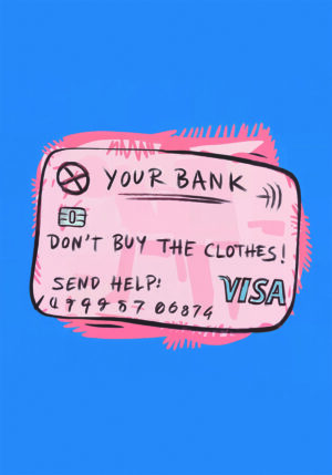 Ilustración humorística de tarjeta de crédito