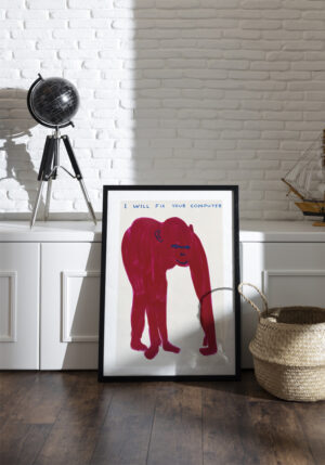 Ilustración lúdica de simio rosa