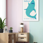 Tiburón simpático con mensaje ilustrado