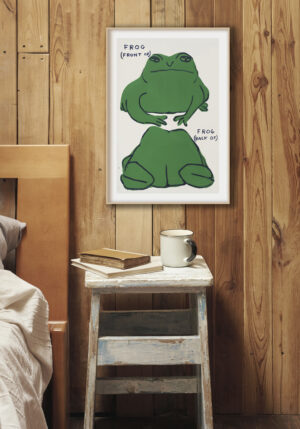 Rana ilustrada en vistas frontal y trasera