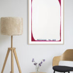 Lienzo abstracto con borde rosa intenso