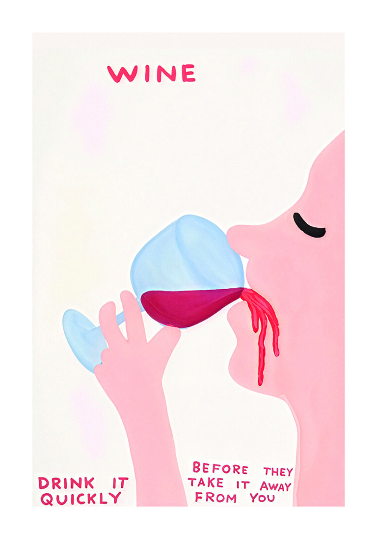 Pintura abstracta de vino con tipografía