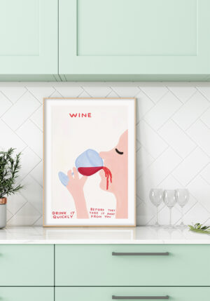 Pintura abstracta de vino con tipografía