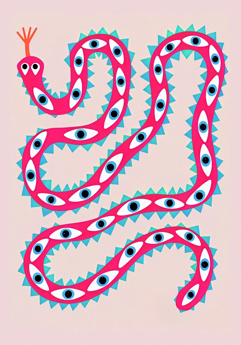 Serpiente decorativa con patrones abstractos