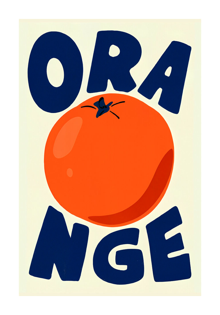 Tipografía ilustrada con fruta naranja