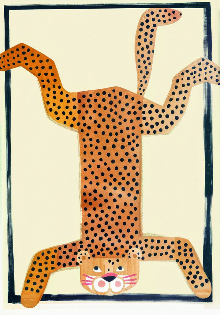 Ilustración de leopardo con patrones gráficos