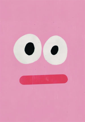 Ilustración rosa con rostro abstracto