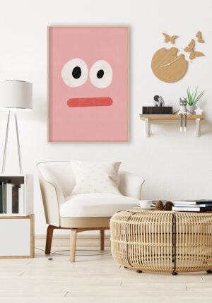 Ilustración rosa con rostro abstracto