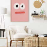 Ilustración rosa con rostro abstracto