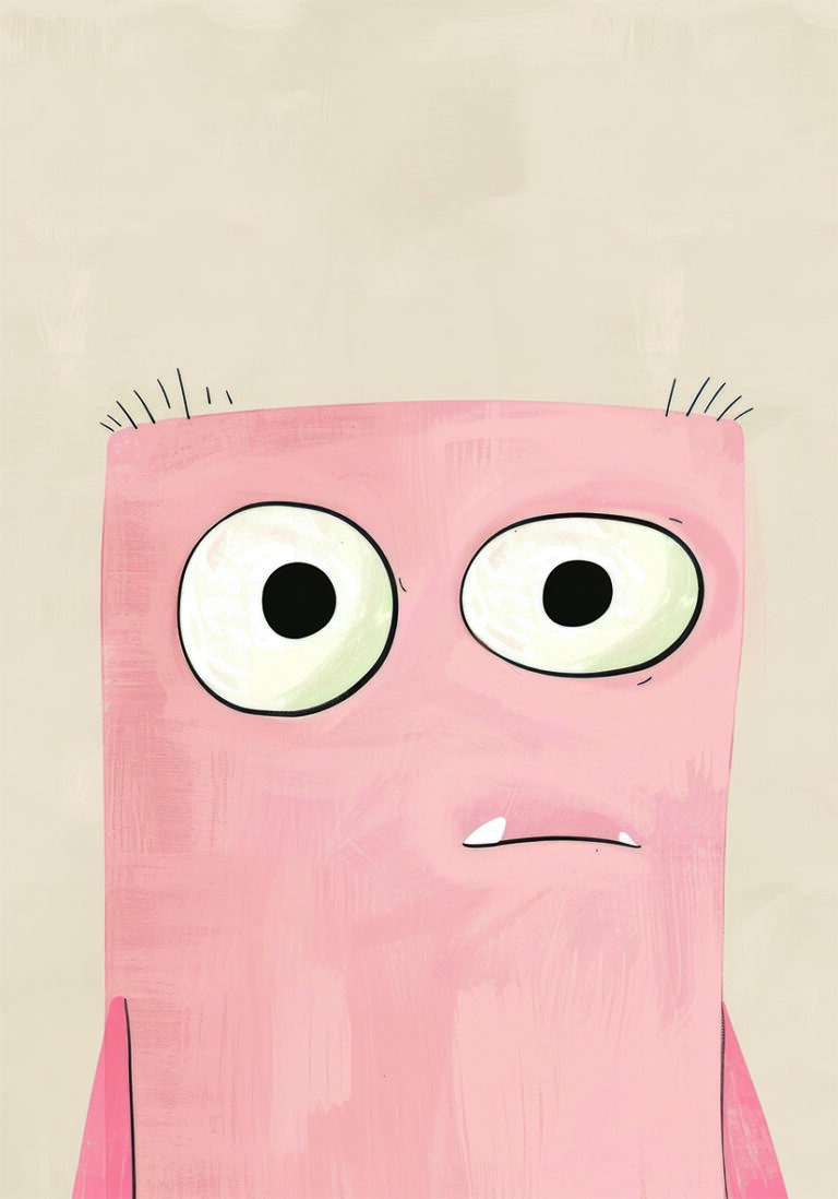 Personaje caricaturesco con ojos grandes