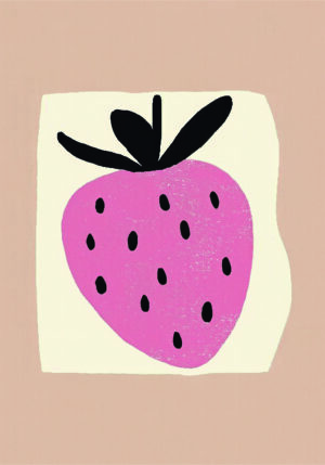 Ilustración minimalista de fresa rosa