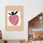 Ilustración minimalista de fresa rosa