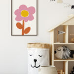 Flor rosa en arte minimalista