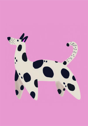 Dálmata colorido sobre fondo rosa