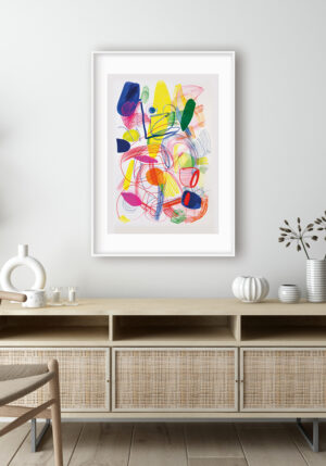 Obra abstracta con colores intensos