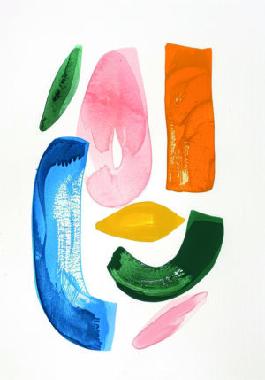 Pintura abstracta con formas orgánicas