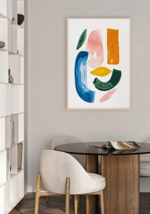 Pintura abstracta con formas orgánicas