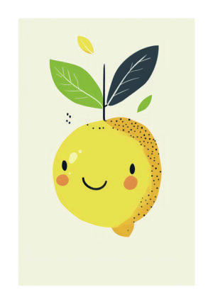 Ilustración de limón con hojas abstractas