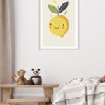 Ilustración de limón con hojas abstractas