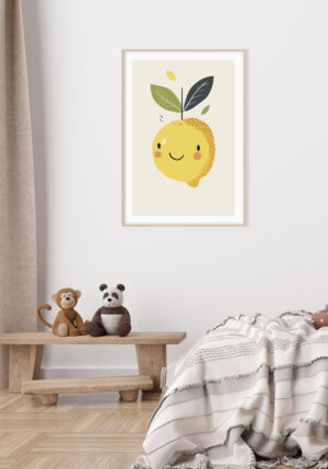 Ilustración de limón con hojas abstractas