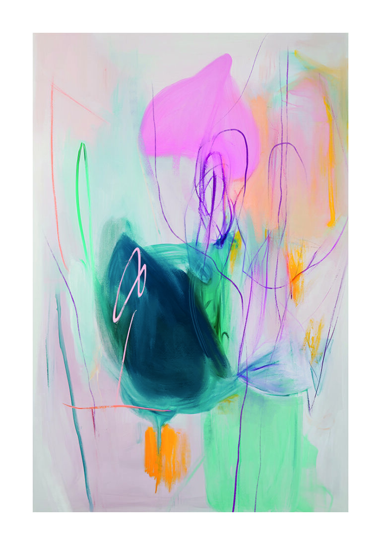 Pintura multicolor sobre lienzo