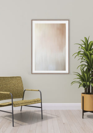 Obra abstracta en tonos beige y melocotón