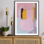 Lienzo abstracto en rosa y amarillo