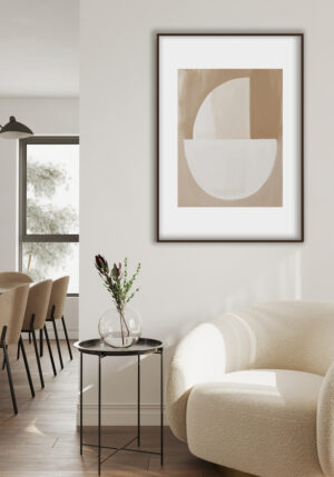 Composición abstracta en beige y blanco