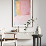 Obra abstracta en colores pastel