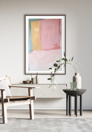 Obra abstracta en colores pastel