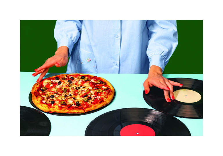 Concepto Creativo de Vinilo con Pizza