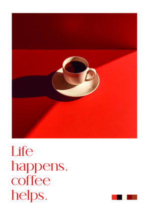 Diseño Minimalista de Café en Rojo Intenso